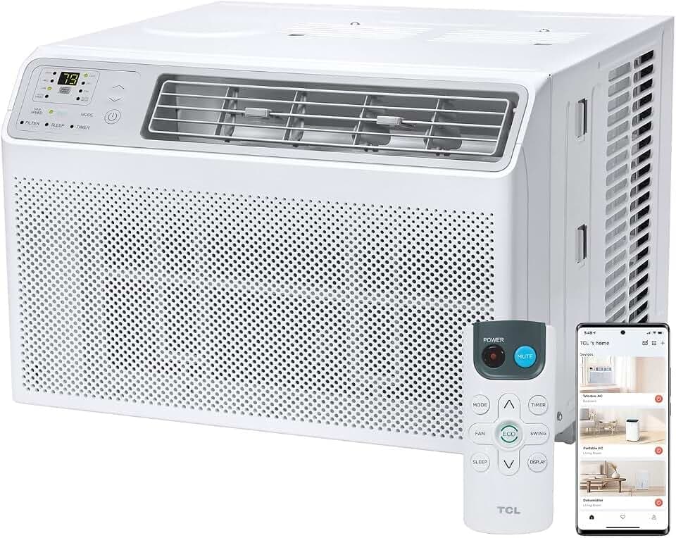 TCL 8000 BTU Smart Window Air Conditioner with Dehumidifier, Remote Control