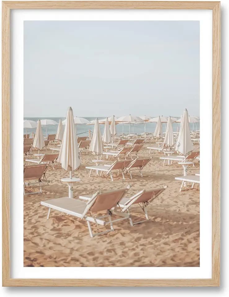 HesenDot 12x16IN Amalfi Coast Framed Wall Art Beach Canvas Print, 1Pack