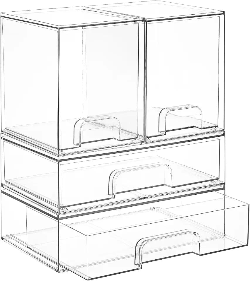 Vtopmart Clear Stackable Storage Drawers Set of 4, Baby Bottle Organizer