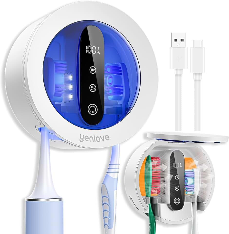 Toothbrush Holder for Bathroom with Dual UV & Heat Drying Upgraded