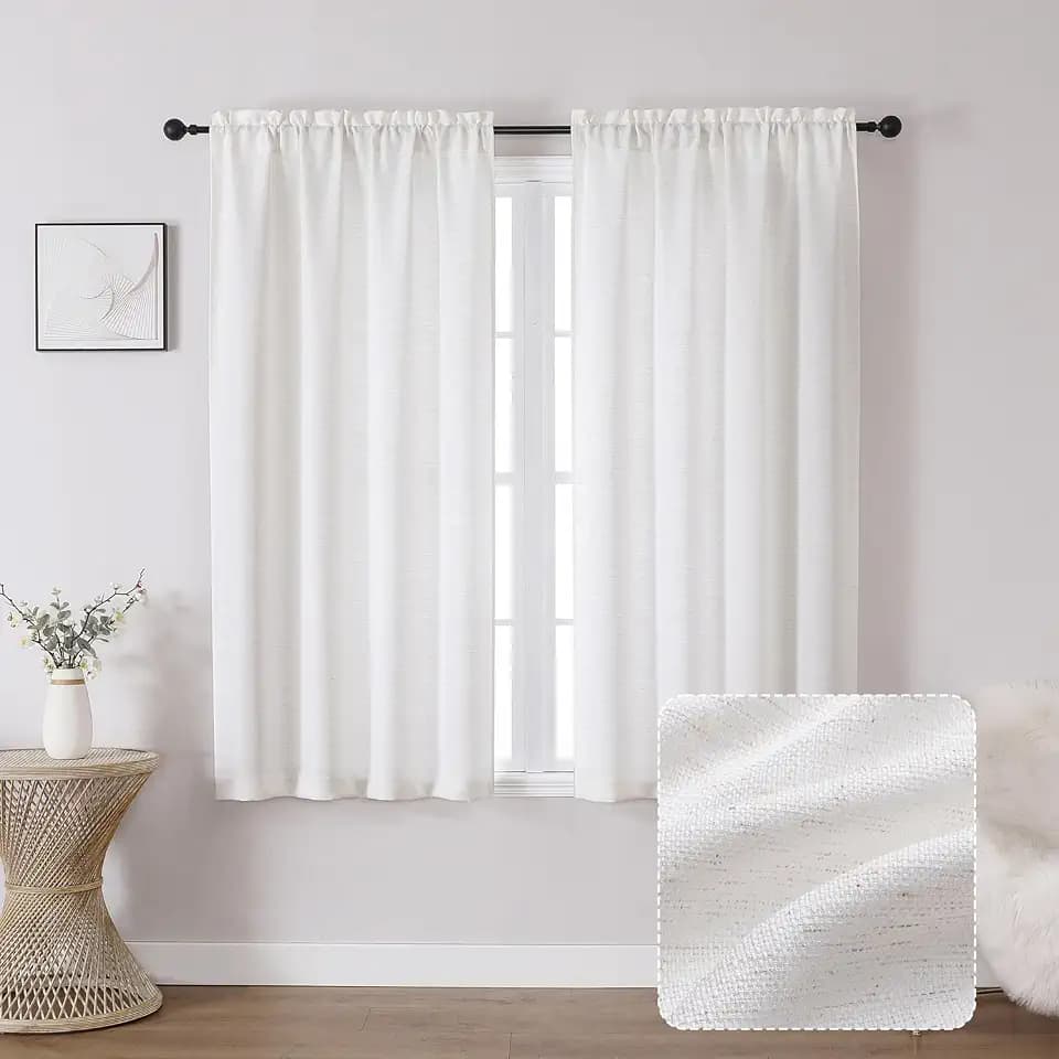 Chyhomenyc Bennet Curtains 54 Inch Length 2 Panels, Faux Linen Burlap Textured Light Filtering Soft Airy Rod Pocket Window Treatment Drapes for Living Room Bedroom, 30Wx54L Inch, Set of 2, Natural