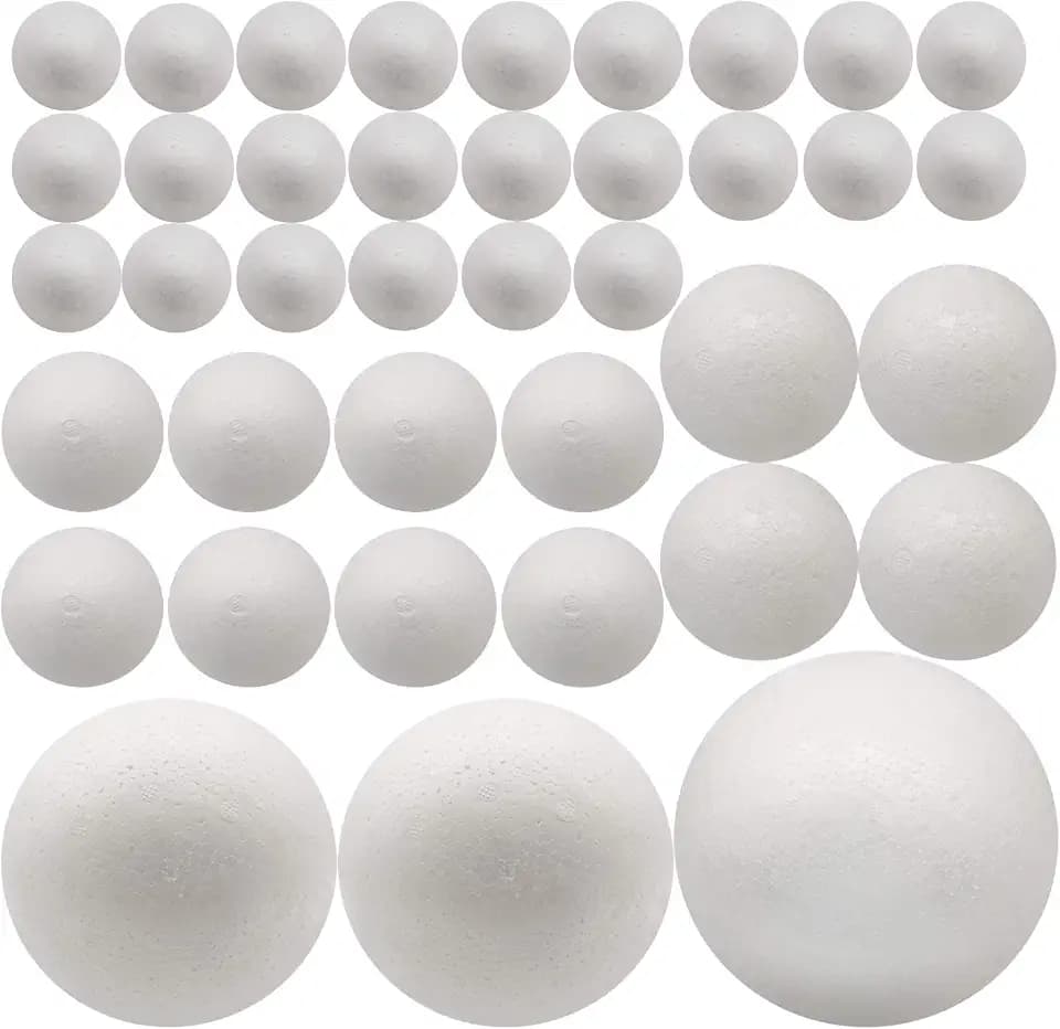 FFchuanhe 39pcs Foam Balls for Crafts DIY Styrofoam Round Balls 2-7.8in