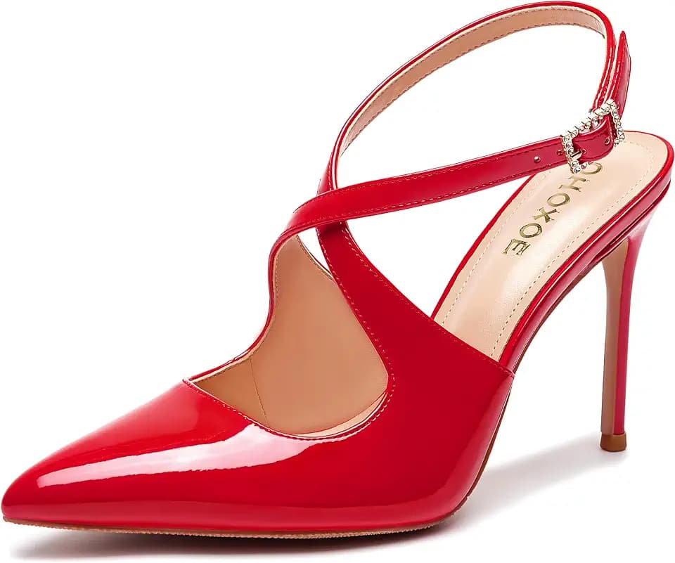 Womens Slingback 4" High Heels Pointed Toe Stiletto Pumps