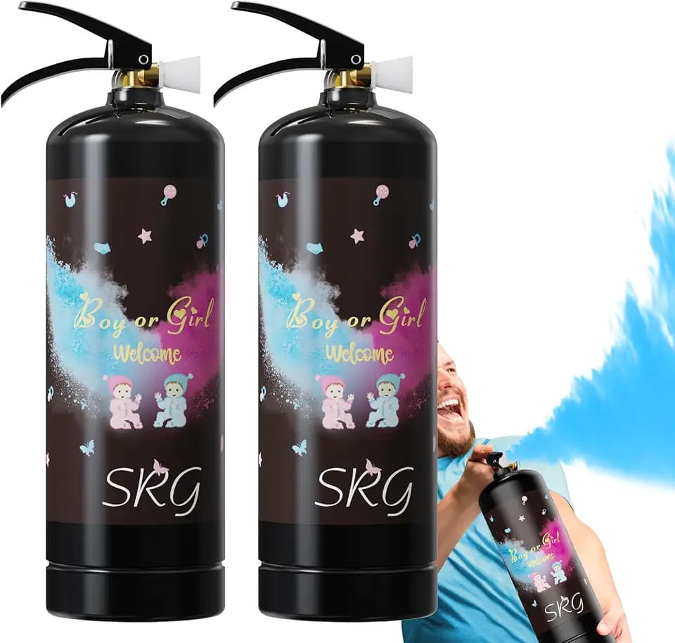 SRG Giant Gender Reveal Fire Extinguisher Color Blaster | 2 Packs Baby Boy Blue Gender Reveal Extinguisher Smoke | Blue Spray for Gender Reveal Decorations & Ideas - Blasts 20+ Feet (Blue)