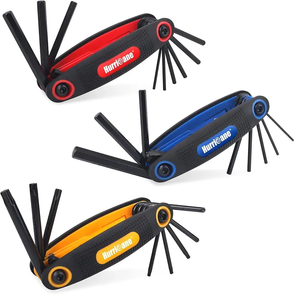 HURRICANE 25-Piece Folding Allen Wrench Set, SAE/Metric/Torx Hex Key Set with 270° Swivel Blades, 3-Pack Portable Key Tool for Bike Repair, Home DIY,and General Applications