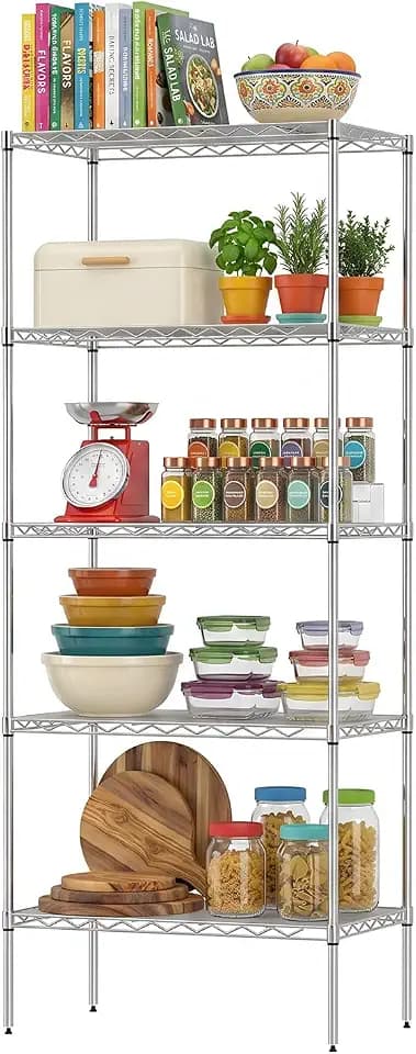 BestOffice | 5-Tier Wire Shelf | 14" x 24" x 60" | Chrome