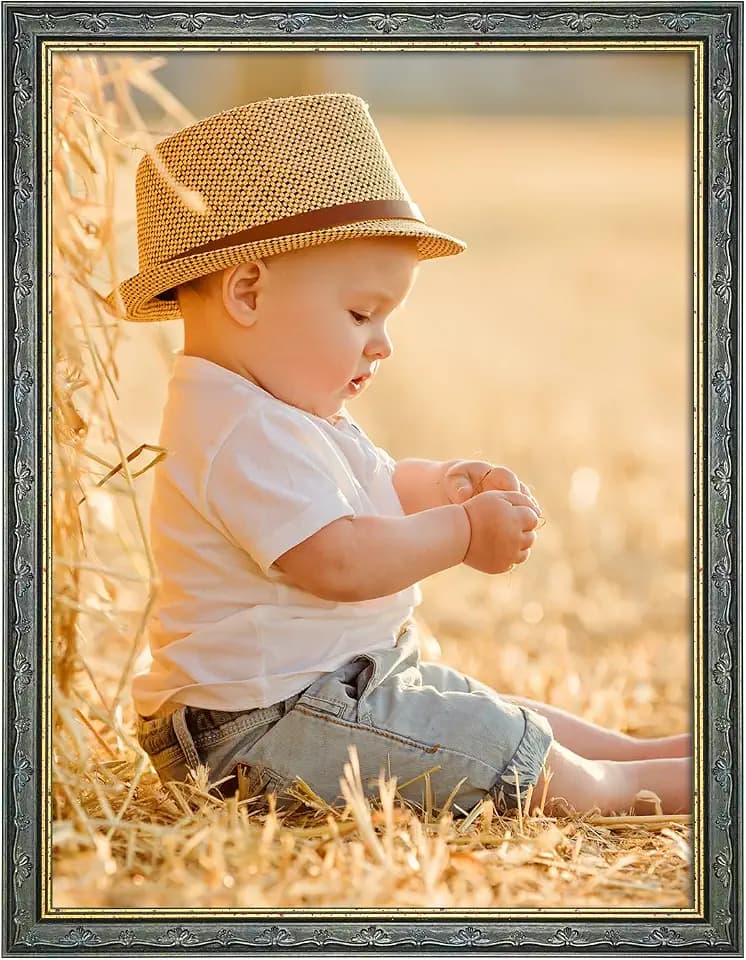 14x18 Wood Frame Vintage Green, Rustic 18x14in Floral Picture Frames, 14 x 18inch Gallery Photo Pic Display with HD Plexiglass, 1.4in Widen 1in Thick, Horizontal Vertical Wall Display