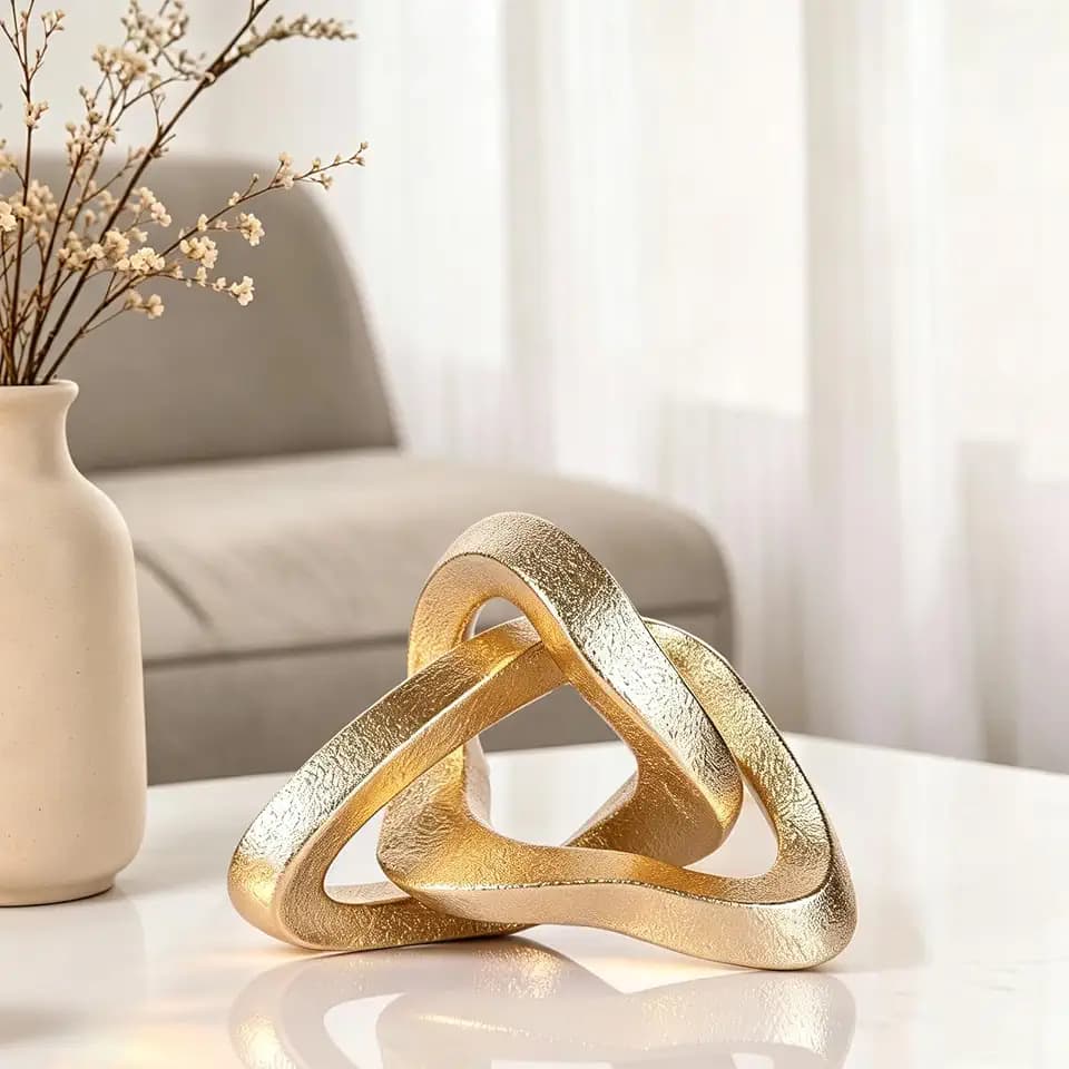MOYI Modern Gold Knot Sculpture Decor Geometric Statue Room Decor Aesthetic