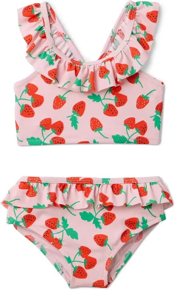 Amazon Essentials Girls' Ruffle Two-Piece Bikini Swim Set with Criss-Cross Straps