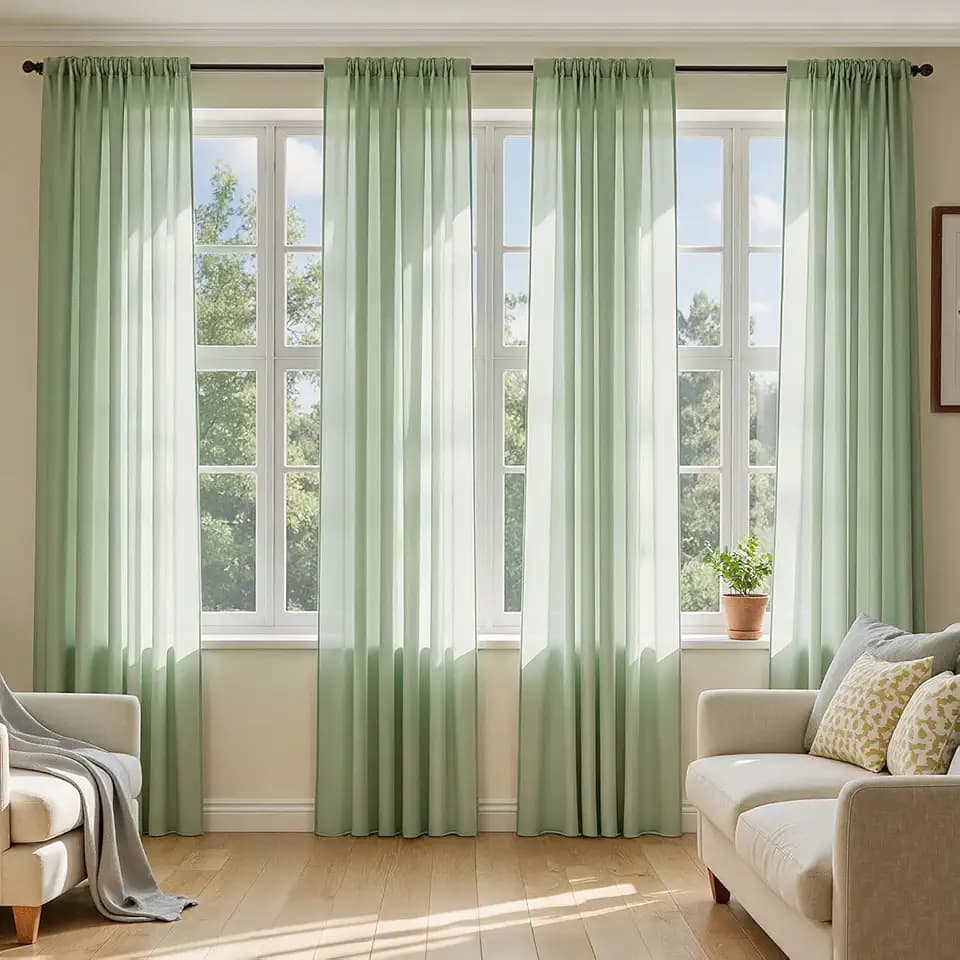 MIULEE Sage Green Sheer Curtains 96 Inches Long 4 Panels 54 x 96 Inches