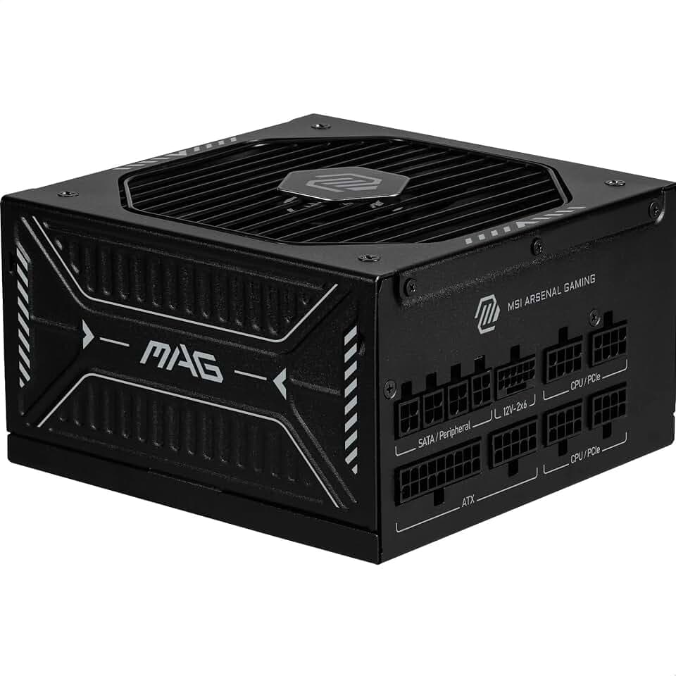 MSI MAG A850GLS PCIE5 Netzteil, 850W, 80 Plus Gold, ATX 3.1, PCIe 5.1 GPU Support, Native 12V-2x6, Zweifarbiger 12V-2x6 Anschluss, ATX PSU, Modulare Kabel