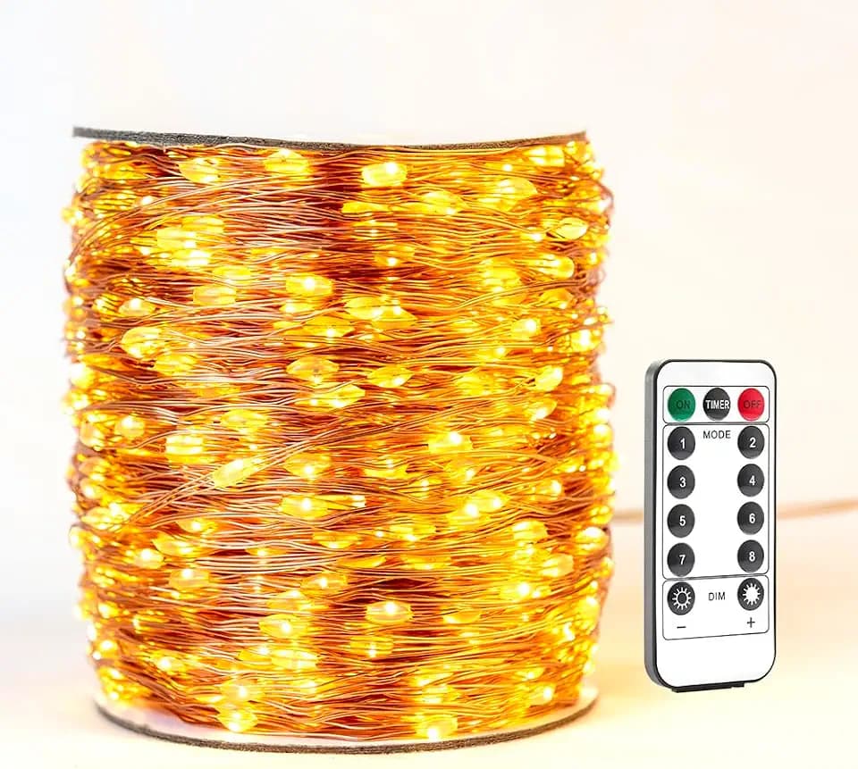 LED Lichterkette 30m 300 LEDs, wasserdichte Kupferdraht-Lichterkette mit Fernbedienung, Plug-in, für Garten, Terrasse, Veranda, Weihnachtsbaum & Hochzeitsdekoration, Außen & Innen
