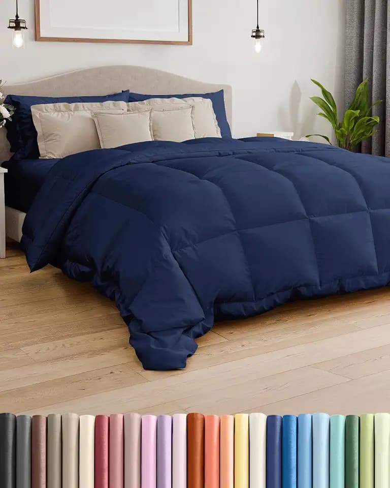 Comforter Full Size - Down Alternative Duvet Insert - Navy Blue, 80" x 86"