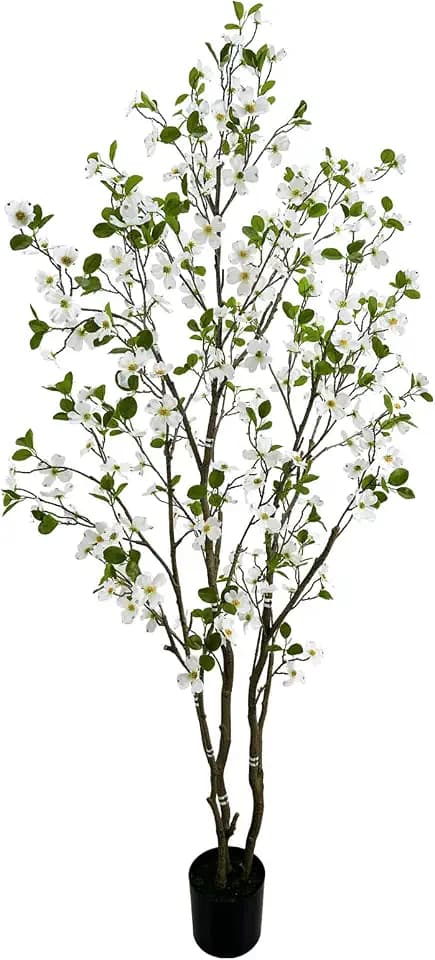 Artificial White Dogwood Flower Tree 7ft