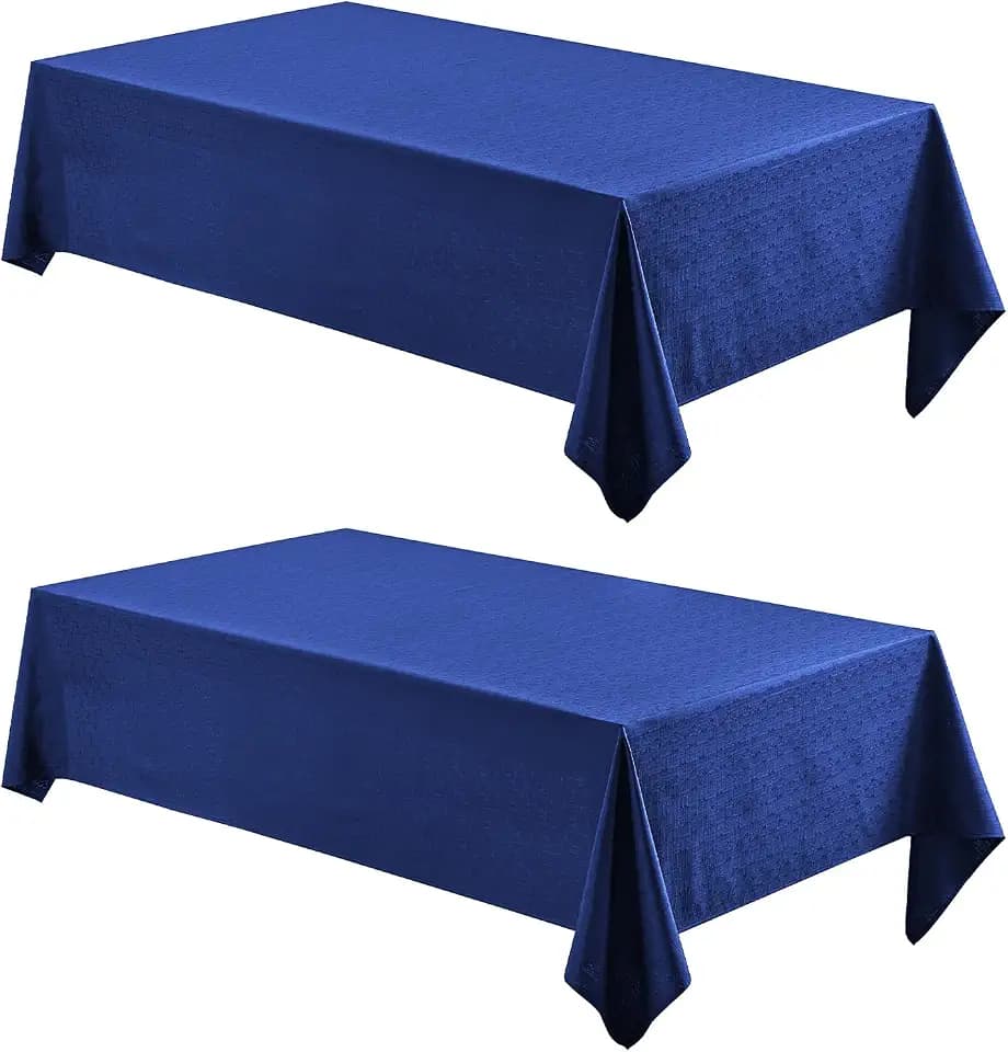 Veblandy 2 Pack Rectangle Tablecloth, 60x120 inch, Water Resistant Wrinkle Free Linen Textured Table Cloth Washable, Decorative Fabric Table Cover for Dining, Party and Camping, Royal Blue