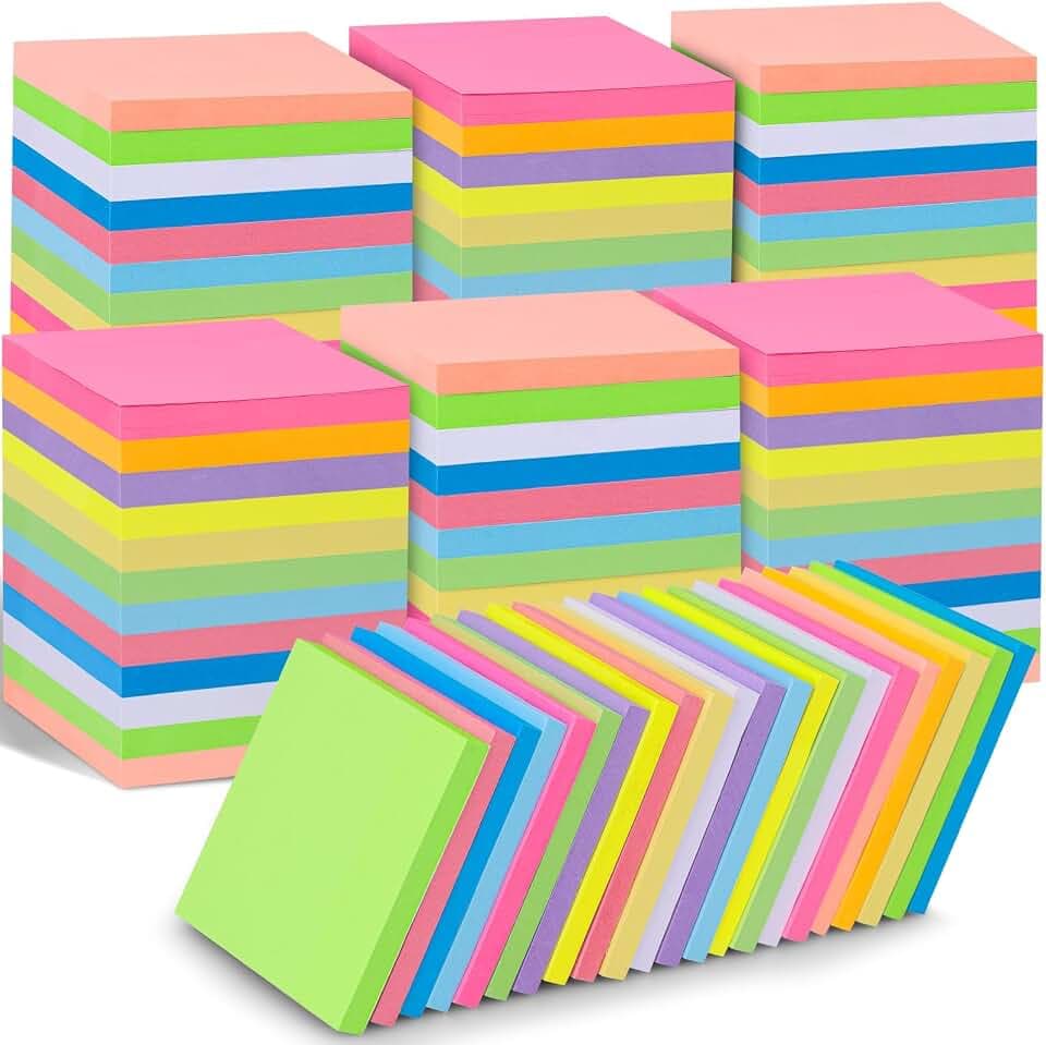 60 Pack Sticky Notes Bulk 3x3 Inch 12 Colors Self Stick Memo Pads