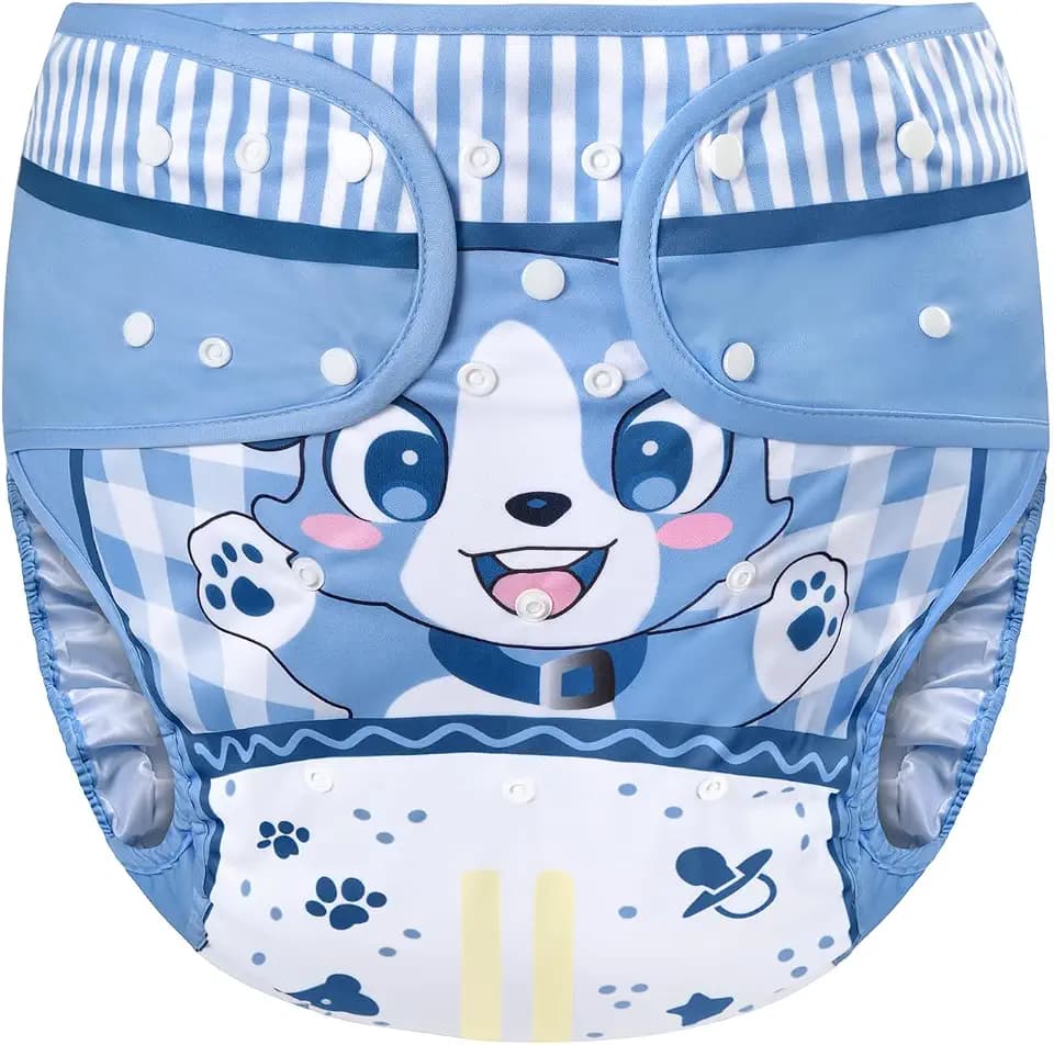 Littleforbig Washable Adjustable Reusable Waterproof Cloth Adult Diaper Wrap Cover- Little Blue S