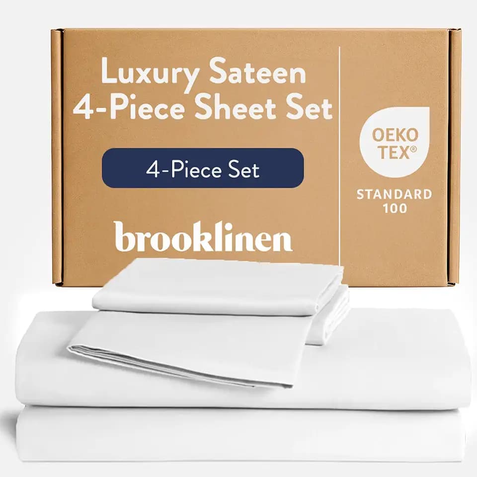 Brooklinen Sateen 4-Pc Sheet Set Hotel-Quality Luxury - Queen, White