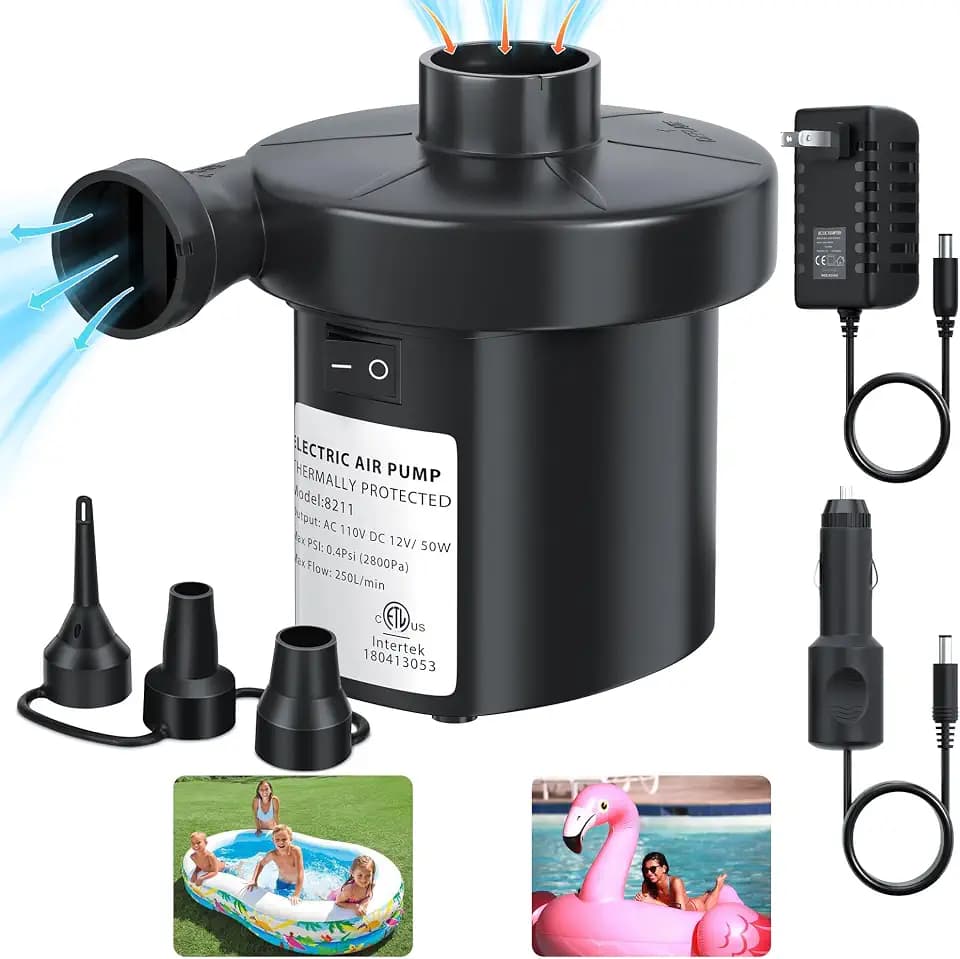 Electric Air Pump for Inflatables 110V AC/12V DC (50W)