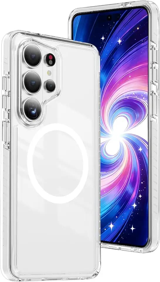 Magnetic Clear No Yellowing Case for Samsung S25 Ultra, JC White