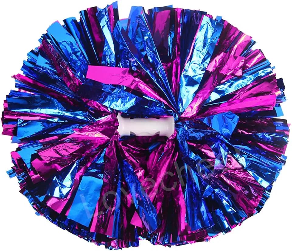 Lovecheer 2PCS/6PCS Metallic Pom Poms Cheerleading with Baton Handle Cheer Pompoms for Kids Adults Team Sports Spirit Party Cheering