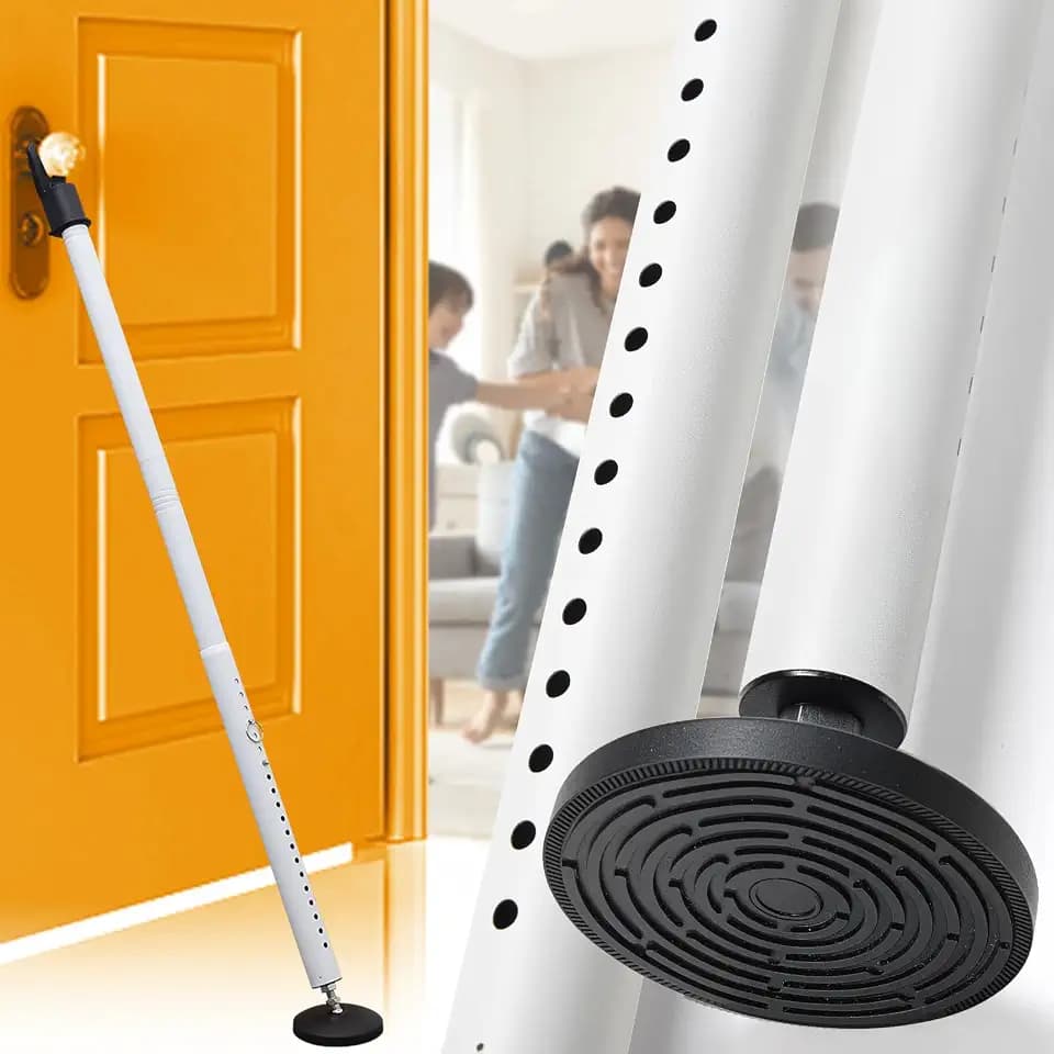 Heavy Duty Door Security Bar, 24.5"-50.7" Adjustable Door Stopper with Large Anti-Slip Base, 360° Swivel Foot, Portable Door Brace for Hinged Doors, Sliding Windows, Hotel & Apartment