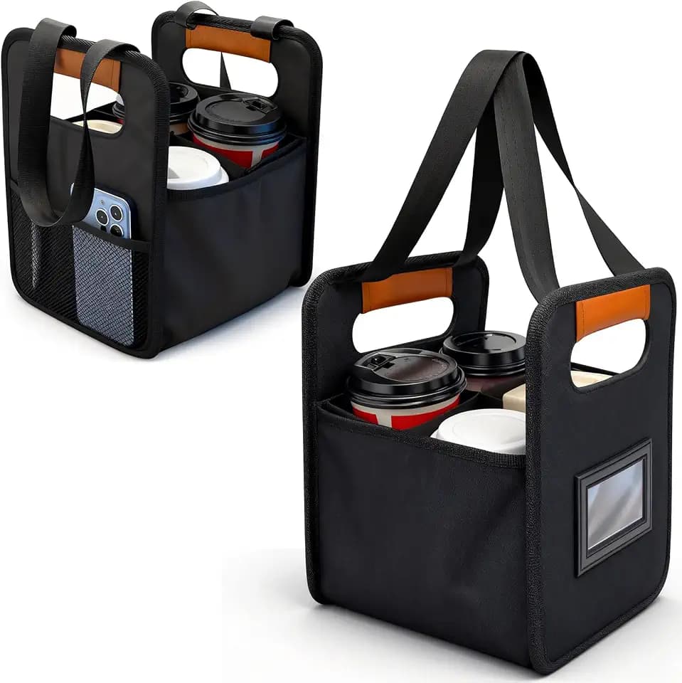 Upgraded Reusable 4-Cup Drink Carrier with Handle