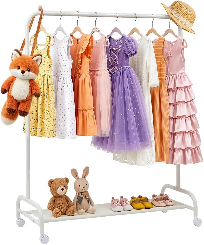 YGJT Kids Clothing Rack, Dress Up Rack for Little Girls, Baby Garment Rack