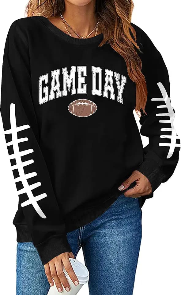 Game Day Sweatshirts for Women Football Sweatshirts Football Pullover Tops