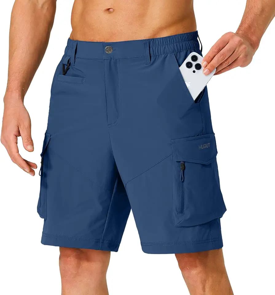 Hugut Men's Hiking Cargo Shorts Quick Dry Lightweight with Multi Pockets
