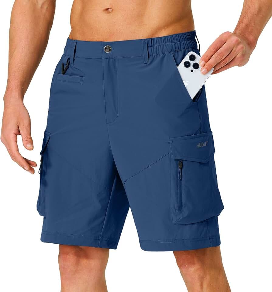 Hugut Men's Hiking Cargo Shorts Quick Dry Lightweight with Multi Pockets