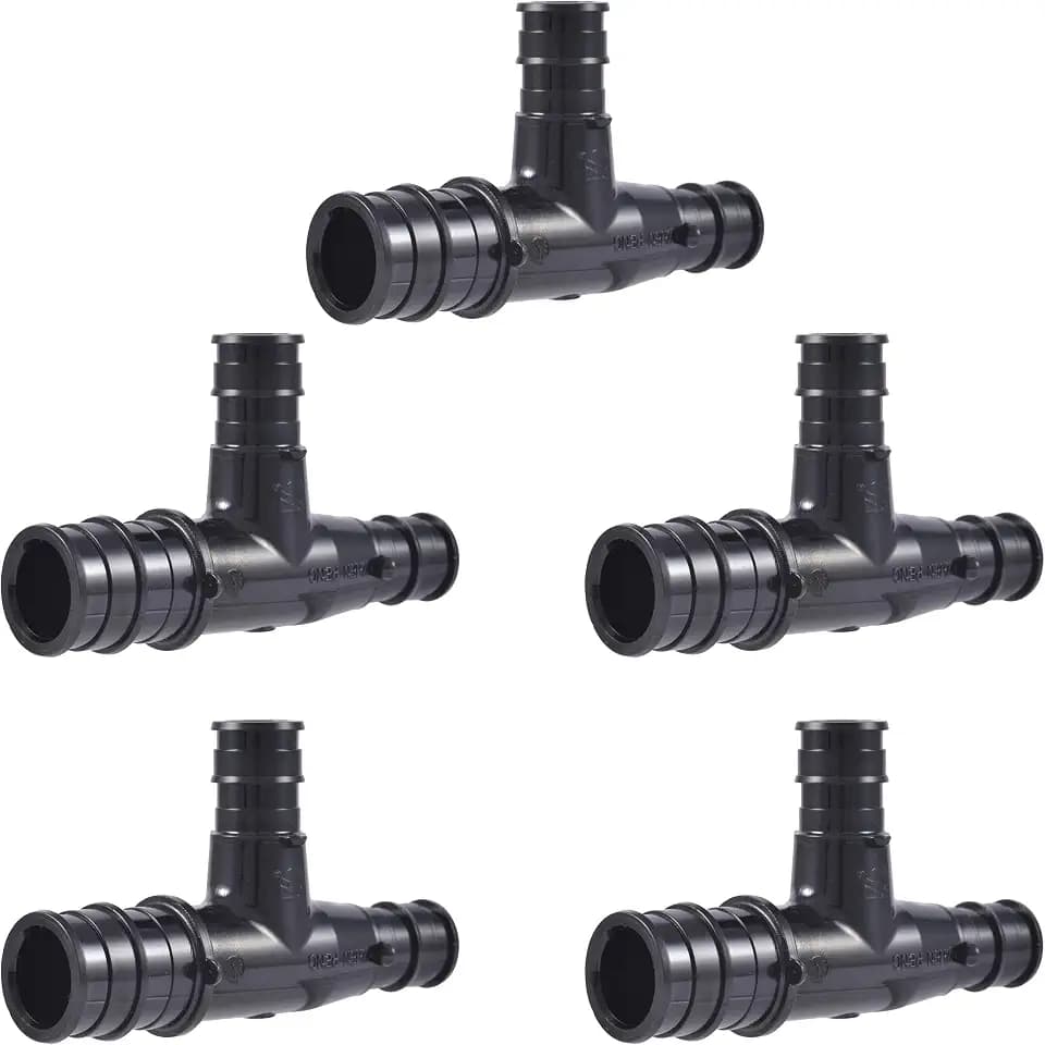 SharkBite 3/4 Inch x 1/2 Inch x 1/2 Inch Poly Expansion Reducing Tee for PEX-A Pipe, Pack of 5, Plastic Plumbing Fittings, Reducing Tee for PEX-A Tubing, UA454A5