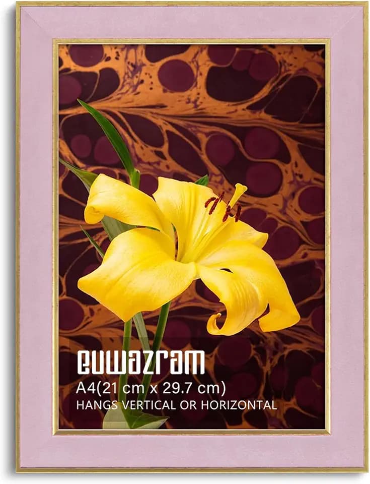 Suede A4 Frame - Single Frame, Elegant Pink 8.27x11.69 inch Picture Frame, A4 Poster Frame for Artwork, Puzzles, Photos, Movie Posters, and Wall Display