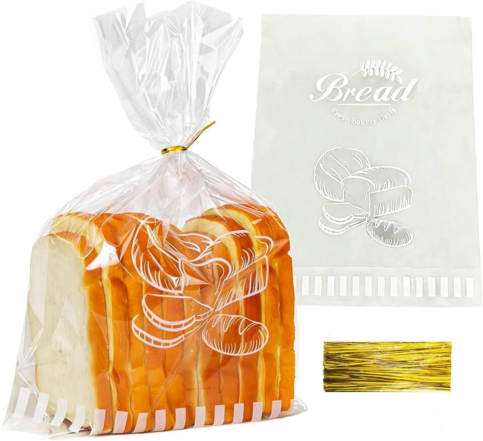 Reusable Plastic Bread Bags for Homemade Bread - 11‘'x14'' Clear Bakery Bag with Twist Tie Closure Reduces Moisture,Cello Pastry Storage for Sourdough, Artisan Loaves, Bagels or Buns