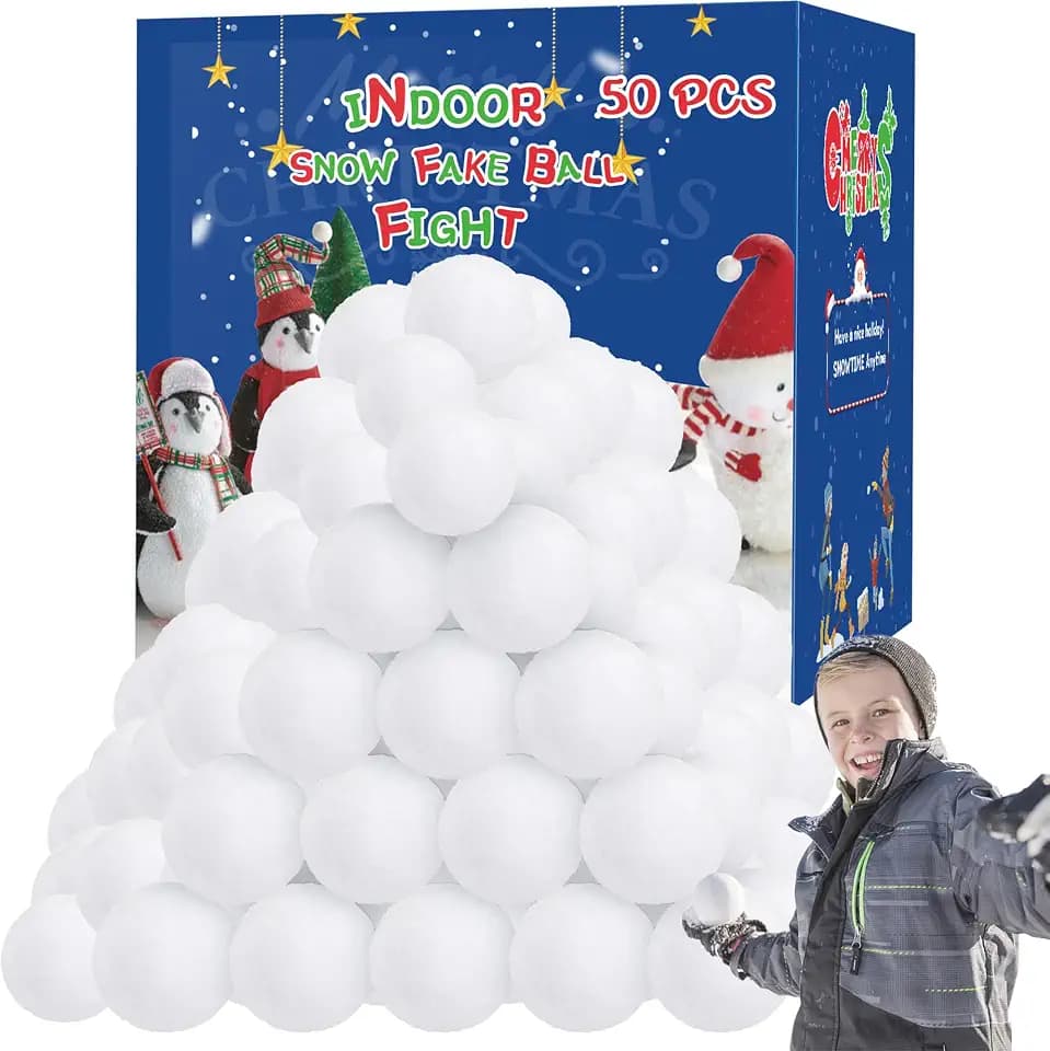 50 Pack Snow Balls for Kids, Soft Snow Fake Balls for Indoor Toss Game