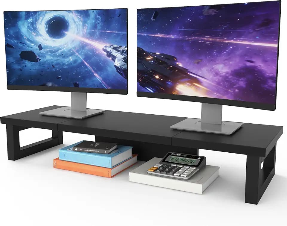 Monitorständer 91x26cm Monitor Erhöhung Bildschirmerhöhung für 2 Monitore