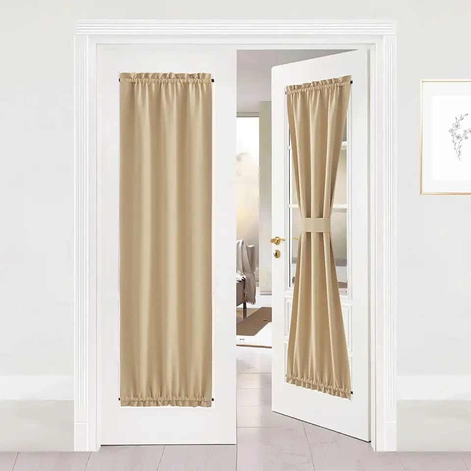 NICETOWN Biscotti Beige French Door Curtains with Tieback for Window Cover