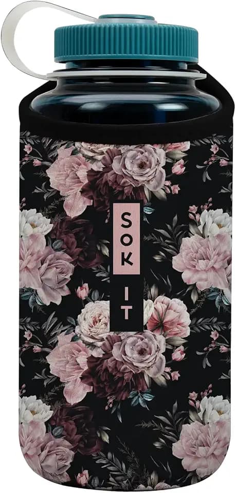 Sok It BotlSok Water Bottle Sleeve Insulated Neoprene Cover (Bloom at Night, Fits 32oz Nalgene)