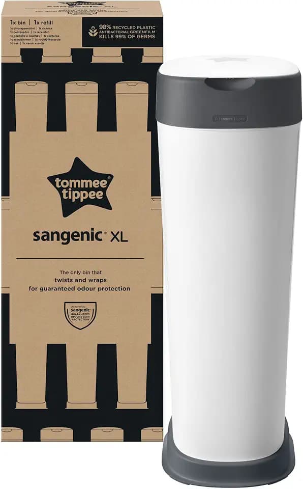 Tommee Tippee Twist and Click XL Windeleimer, inkl. 1x Nachfüllkassette Mit Mehrschichtiger, Antibakterieller Folie, Weiß