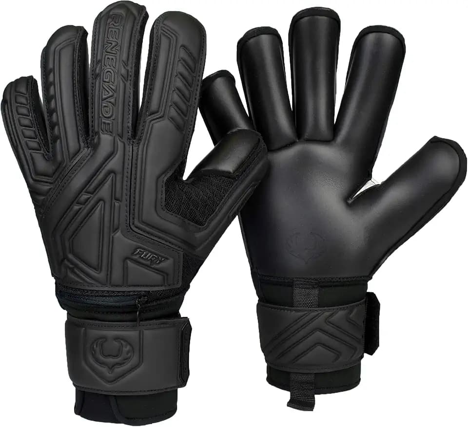 Renegade GK Fury Goalie Gloves with Microbe-Guard - Adult, Youth, Kids (Sizes 6-11) Pro-Tek Fingersaves & 4+3MM Giga Grip | High Performance Pro-Level Goalkeeper Glove | Based in USA