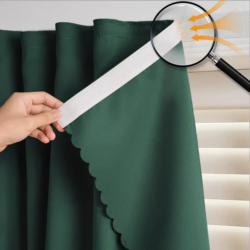 Self Adhesive Blackout Curtains - No Drilling, No Rod, Easy to Install, for Window Blinds,Bedroom(Dark Green 47 * 71in-1P)