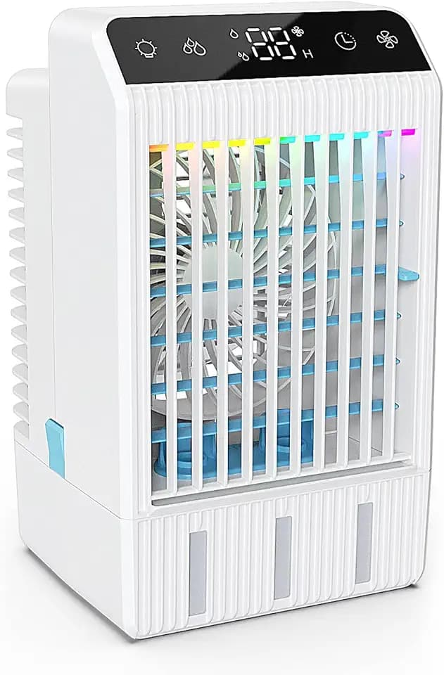 Portable Air Conditioners: Mini Evaporative Cooler with 1000ML Water Tank USB Powered Car Air Personal Conditioner for Bedroom Office Camping