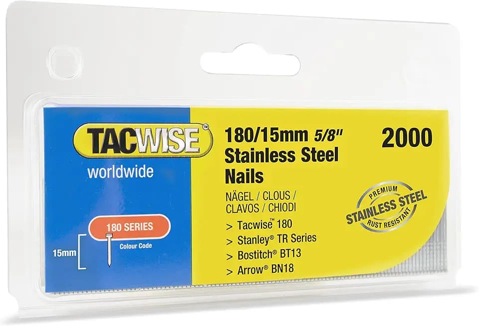 Tacwise 1509 Typ 180 / 15mm Edelstahl 18G Stiftnägel, 2000 Stück