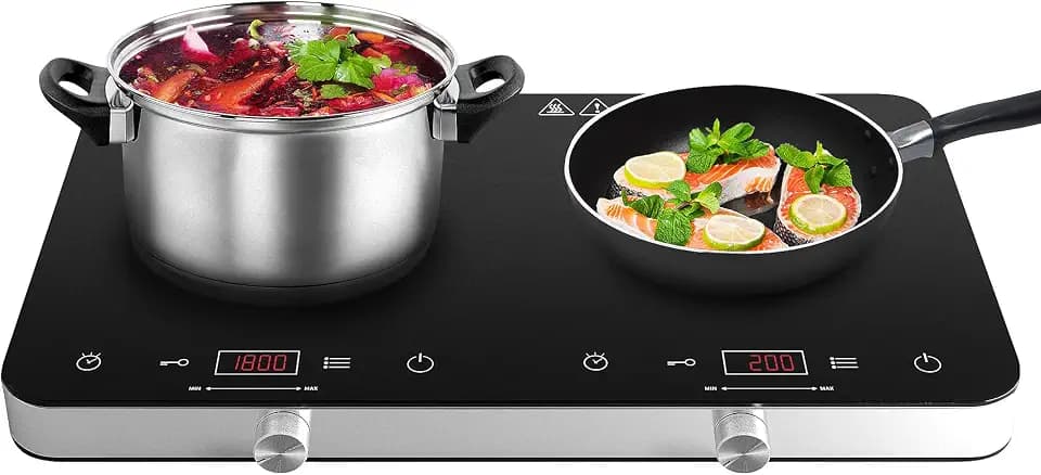 COOKTRON Portable Double Induction Cooktop, 1800W with Knob Control