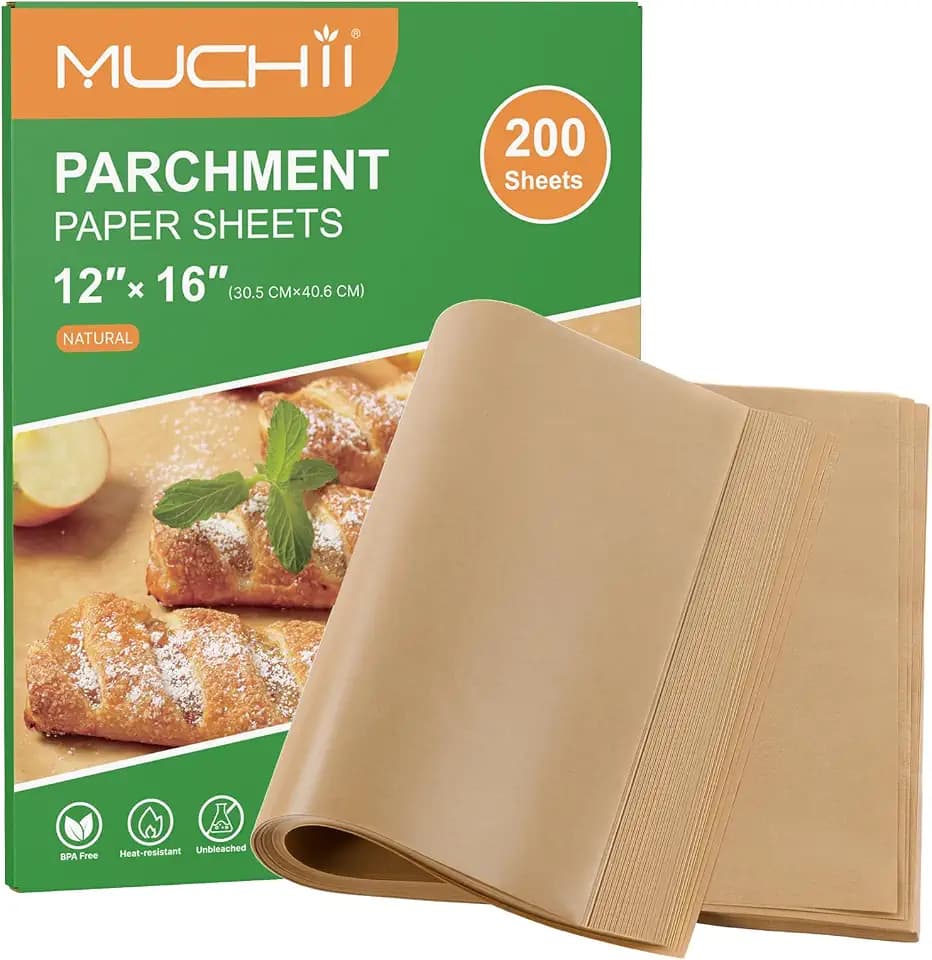 MUCHII 200 Pcs Parchment Paper Sheets for Baking, Precut Non-Stick