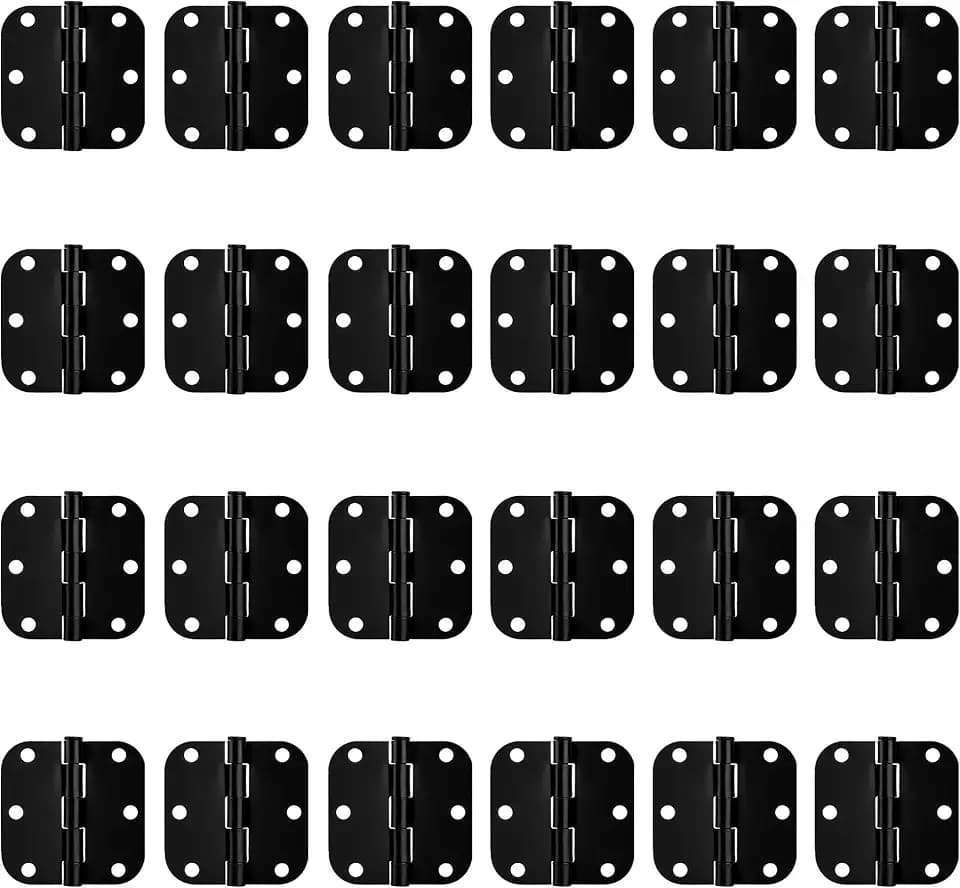 Zion Round Matte Black Door Hinges - Bundles (24 Pack)