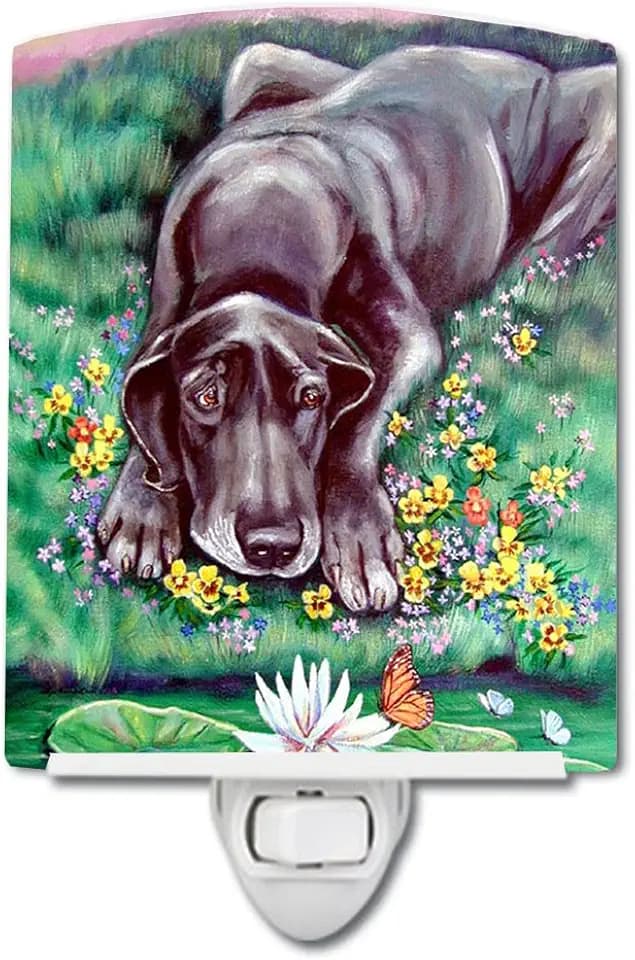 Caroline's Treasures 7235CNL Blue Great Dane Ceramic Night Light Compact, UL-Certified, Ideal for Bedroom, Bathroom, Nursery, Hallway, Kitchen, 6x4x3, Multicolor
