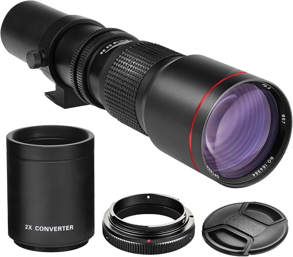 Teleobjektiv für Canon EOS 80D, EOS 90D, Rebel T3, T3i, T5, T5i, T6i, T6s, T7, T7I, T8I, SL3, EOS 60D, EOS 70D, EOS 5D, EOS5D IV, EOS 6D II, EOS 7D II Spiegelreflexkameras