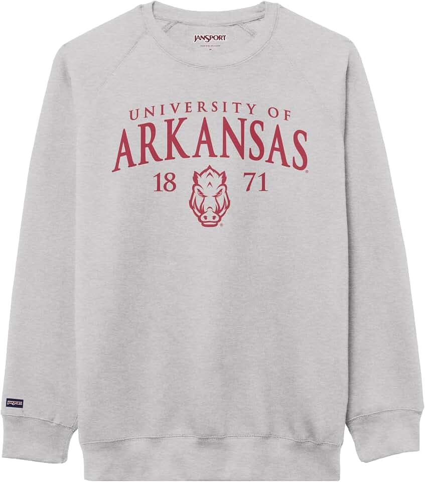 JanSport NCAA Officially Licensed Rival Crew Sweatshirt, Long Sleeve Graphic Pullover for Men, Women, Cotton-Polyester Blend