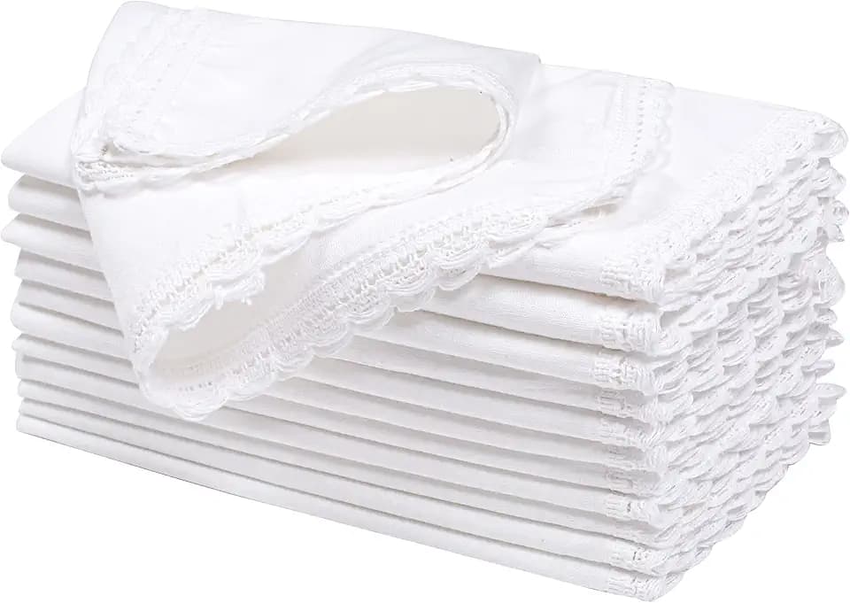 Ramanta Home White Linen Flax Cloth Napkins Set of 12, 20x20 Inches